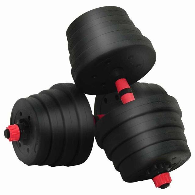 vidaXL 2-in-1 ダンベルバーベルセット 30kg 黒と赤 121 x 19.5 x 19.5 cm セメントと鉄砂 スポーツグッズ エクササイズ&フィットネス ウエイトリフティング フリーウェイト(代引不可)【送料無料】_3