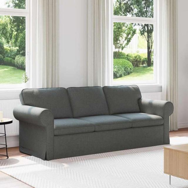vidaXL ソファ ダークグレー 215 x 82 x 80 cm 布 家具 ソファ(代引不可)【送料無料】_1