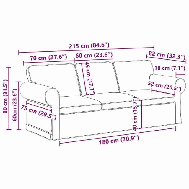 vidaXL ソファ ダークグレー 215 x 82 x 80 cm 布 家具 ソファ(代引不可)【送料無料】_8