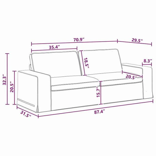vidaXL ソファ ダークグレー 222 x 80 x 82 cm 布 家具 ソファ(代引不可)【送料無料】_9