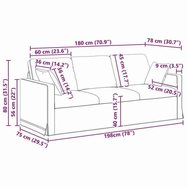 vidaXL ソファ ブラック 198 x 78 x 80 cm ベルベット 家具 ソファ(代引不可)【送料無料】_8
