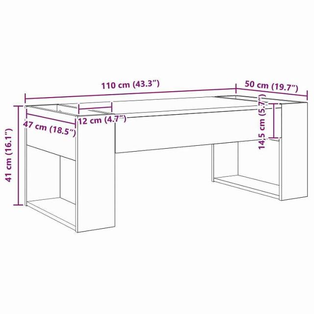 vidaXL コーヒーテーブル ホワイト 110 x 50 x 41 cm エンジニアリングウッド 家具 テーブル アクセントテーブル コーヒーテーブル(代引不可)【送料無料】_9