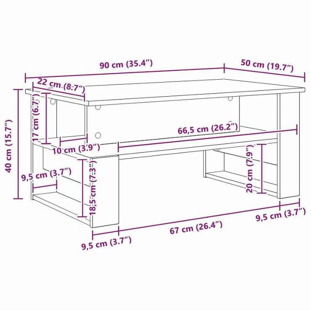 vidaXL コーヒーテーブル ホワイト 90 x 50 x 40 cm エンジニアリングウッド 家具 テーブル アクセントテーブル コーヒーテーブル(代引不可)【送料無料】_9