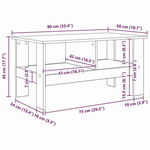 vidaXL コーヒーテーブル ホワイト 90 x 50 x 45 cm エンジニアリングウッド 家具 テーブル アクセントテーブル コーヒーテーブル(代引不可)【送料無料】_9