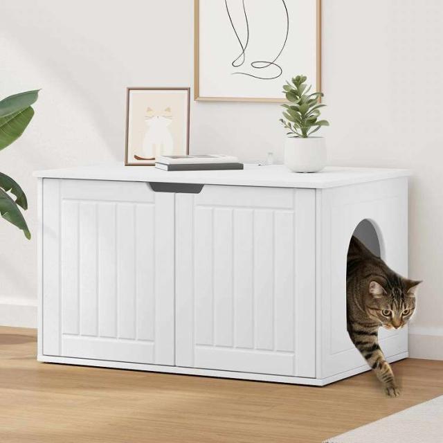 vidaXL キャットハウス ホワイト 85 x 55 x 50.5 cm エンジニアリングウッド 動物&ペット用品 ペット用品 猫用品 猫用家具(代引不可)【送料無料】_1