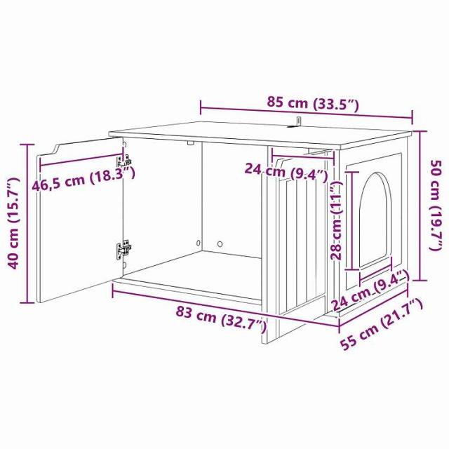 vidaXL キャットハウス ホワイト 85 x 55 x 50.5 cm エンジニアリングウッド 動物&ペット用品 ペット用品 猫用品 猫用家具(代引不可)【送料無料】_12