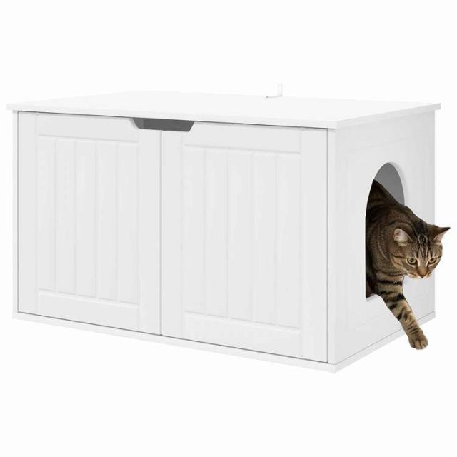 vidaXL キャットハウス ホワイト 85 x 55 x 50.5 cm エンジニアリングウッド 動物&ペット用品 ペット用品 猫用品 猫用家具(代引不可)【送料無料】_2