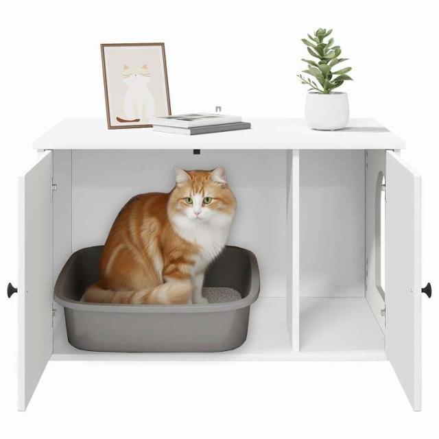vidaXL キャットハウス ホワイト 85 x 55 x 50.5 cm エンジニアリングウッド 動物&ペット用品 ペット用品 猫用品 猫用家具(代引不可)【送料無料】_10