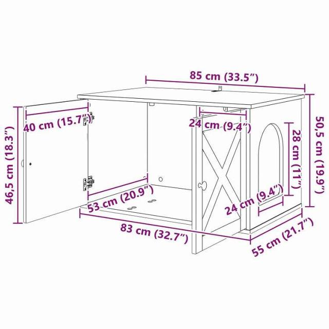 vidaXL キャットハウス ホワイト 85 x 55 x 50.5 cm エンジニアリングウッド 動物&ペット用品 ペット用品 猫用品 猫用家具(代引不可)【送料無料】_12
