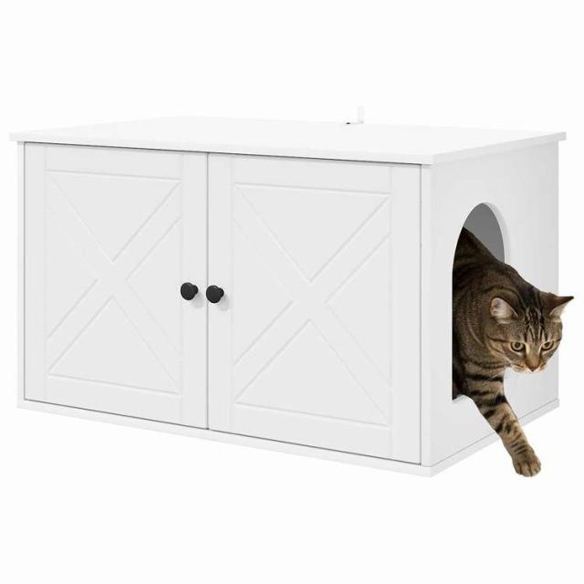 vidaXL キャットハウス ホワイト 85 x 55 x 50.5 cm エンジニアリングウッド 動物&ペット用品 ペット用品 猫用品 猫用家具(代引不可)【送料無料】_2