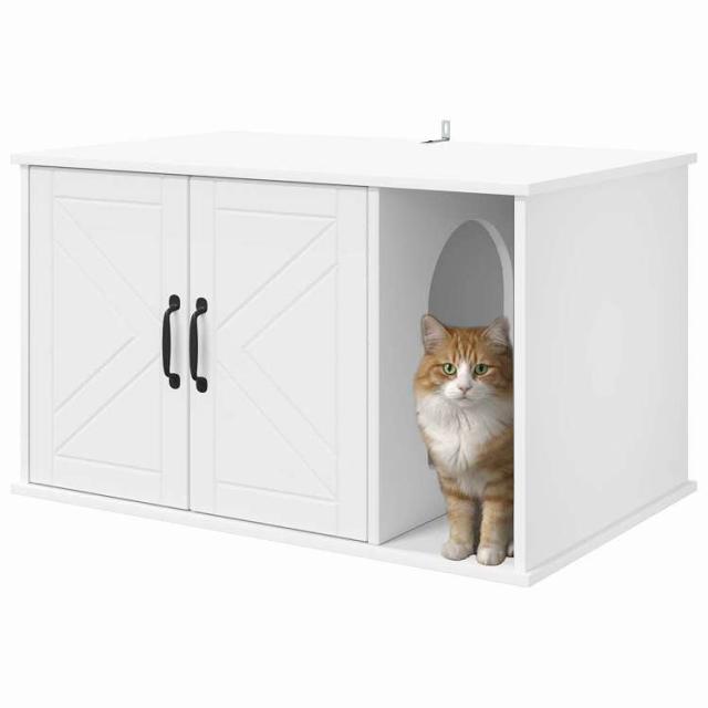 vidaXL キャットハウス ホワイト 85 x 55 x 50 cm エンジニアリングウッド 動物&amp;ペット用品 ペット用品 猫用品 猫用家具(代引不可)【送料無料】_2