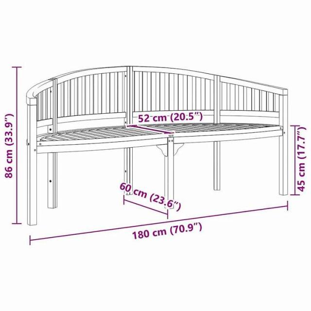 vidaXL バナナベンチ 180cm チーク無垢材 家具 アウトドア家具 屋外椅子 アウトドアベンチ(代引不可)【送料無料】_8