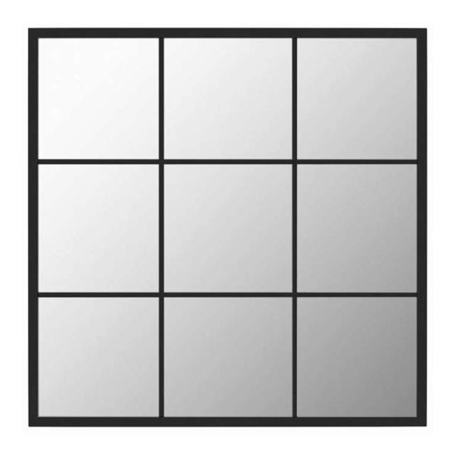 vidaXL ウォールミラー ブラック 60x60 cm メタル ホーム&ガーデン デコレーション 鏡(代引不可)【送料無料】