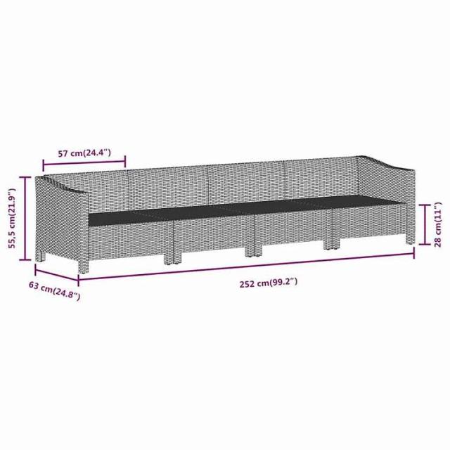 vidaXL 4ピース ガーデンラウンジセット クッション付き グレー ポリラタン 家具 アウトドア家具 屋外家具セット(代引不可)【送料無料】_7