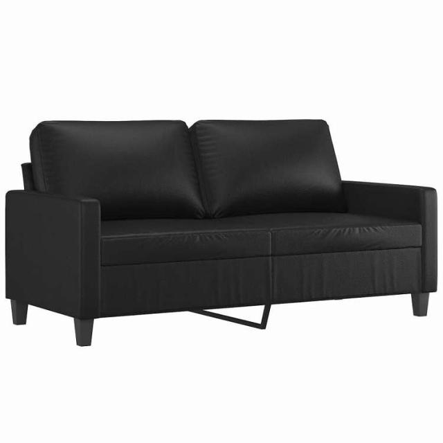 vidaXL ソファ2点セット クッション付 ブラック 合成皮革張り 家具 ソファ(代引不可)【送料無料】_3