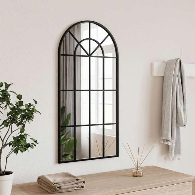 vidaXL ウォールミラー ブラック 40x80 cm アーチアイアン ホーム&ガーデン デコレーション 鏡(代引不可)【送料無料】