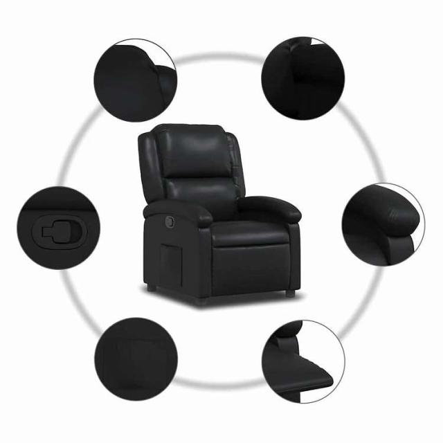 vidaXL リクライニングチェア ブラック フェイクレザー 家具 チェア アームチェア・リクライニングチェア・スリーピングチェア(代引不可)【送料無料】_7