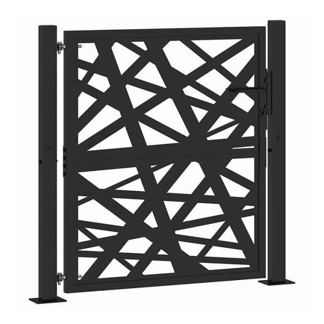 vidaXL ガーデンゲート ブラック 100x100 cm スチールライトデザイン ハードウェア フェンス&amp;バリア ゲート(代引不可)【送料無料】