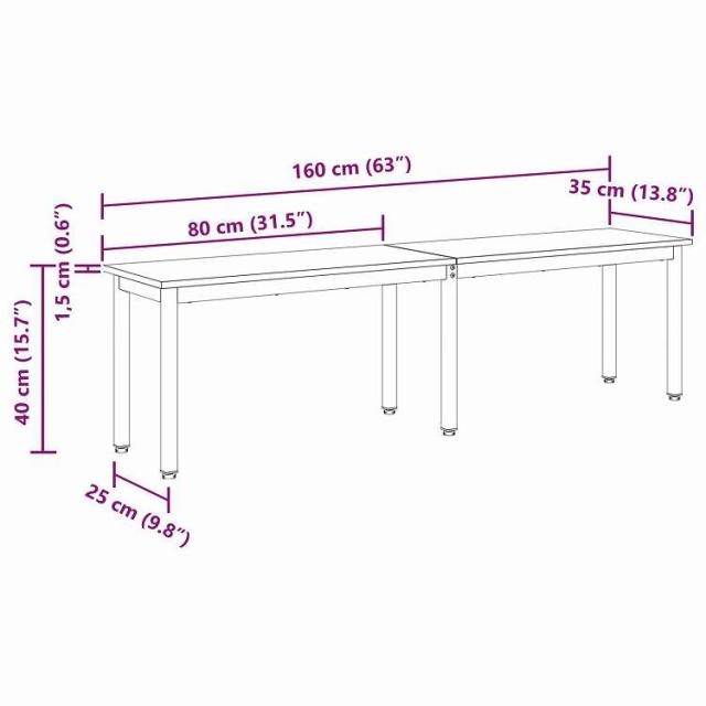 vidaXL ベンチ ブラックオーク 160 x 35 x 45 cm エンジニアリングウッド 家具 ベンチ(代引不可)【送料無料】_9