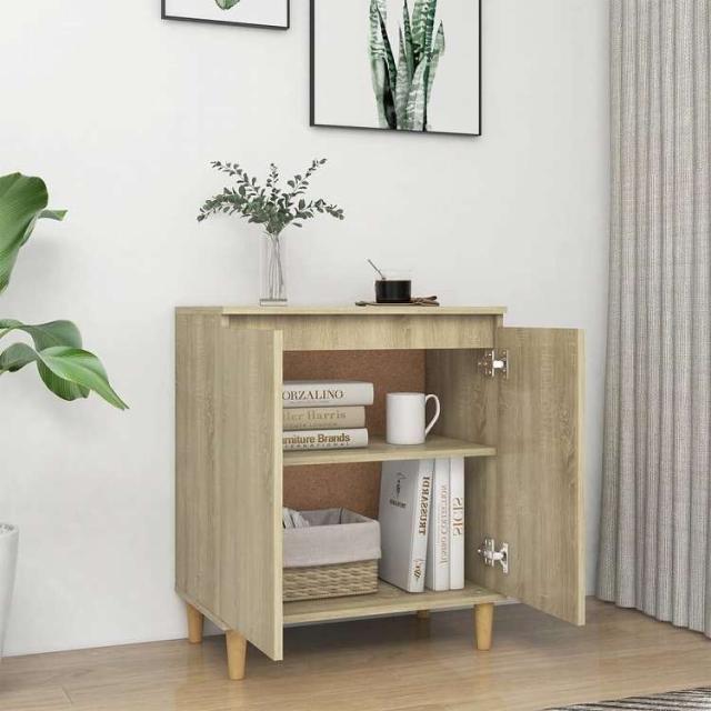 vidaXL サイドボード(無垢材脚付き)ソノマオーク 60x35x70 cm エンジニアードウッド 家具 キャビネット&amp;収納 サイドボード(代引不可)【送料無料】_2