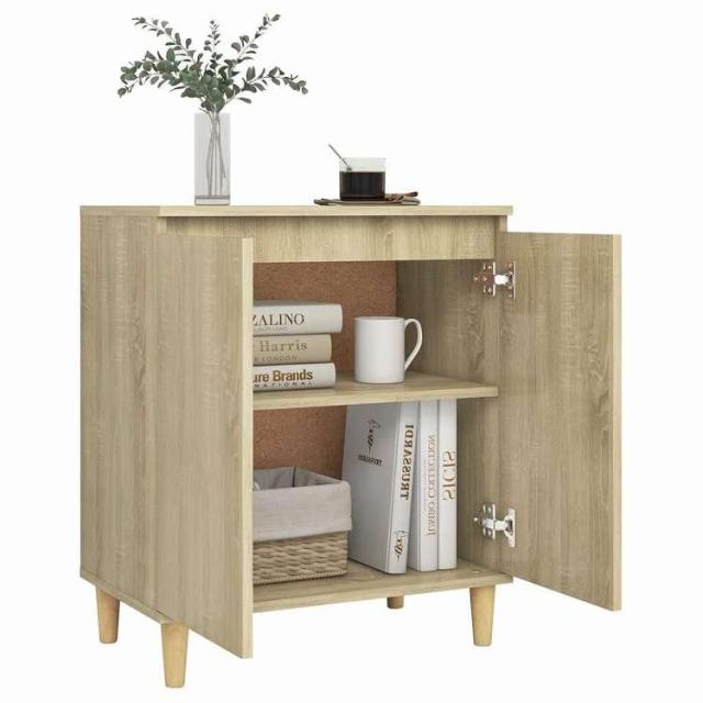 vidaXL サイドボード(無垢材脚付き)ソノマオーク 60x35x70 cm エンジニアードウッド 家具 キャビネット&amp;収納 サイドボード(代引不可)【送料無料】_3