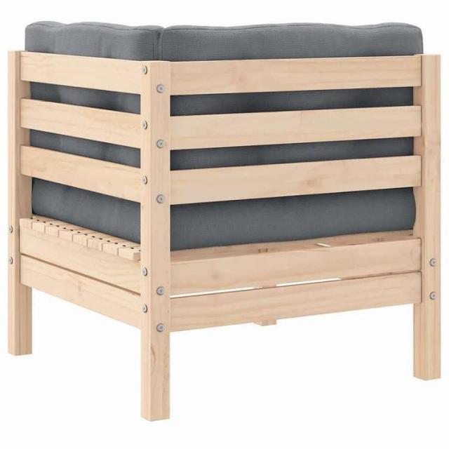 vidaXL ガーデンコーナーソファ グレークッション付き 無垢材パイン材 家具 アウトドア家具 屋外椅子 屋外用組み合わせソファセット(代引不可)【送料無料】_2