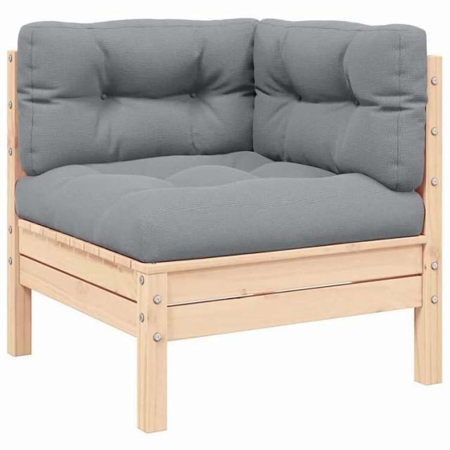 vidaXL ガーデンコーナーソファ グレークッション付き 無垢材パイン材 家具 アウトドア家具 屋外椅子 屋外用組み合わせソファセット(代引不可)【送料無料】_5