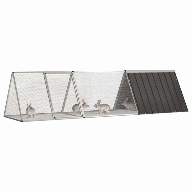 vidaXL ラビットケージ アンスラサイト 302.5x80.5x71 cm 亜鉛メッキ鋼 動物&ペット用品 ペット用品 小動物用品 小動物 飼育・ケージ(代引不可)【送料無料】_1
