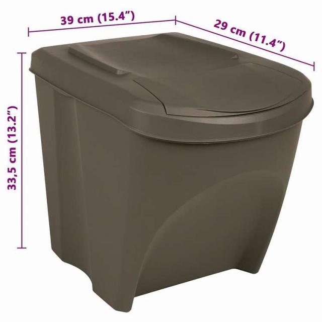 vidaXL スタッキング式ゴミ箱ボックス 3個入り グレー 75L ポリプロピレン ホーム&amp;ガーデン 家事用品 ごみ入れ ごみ箱(代引不可)【送料無料】_6