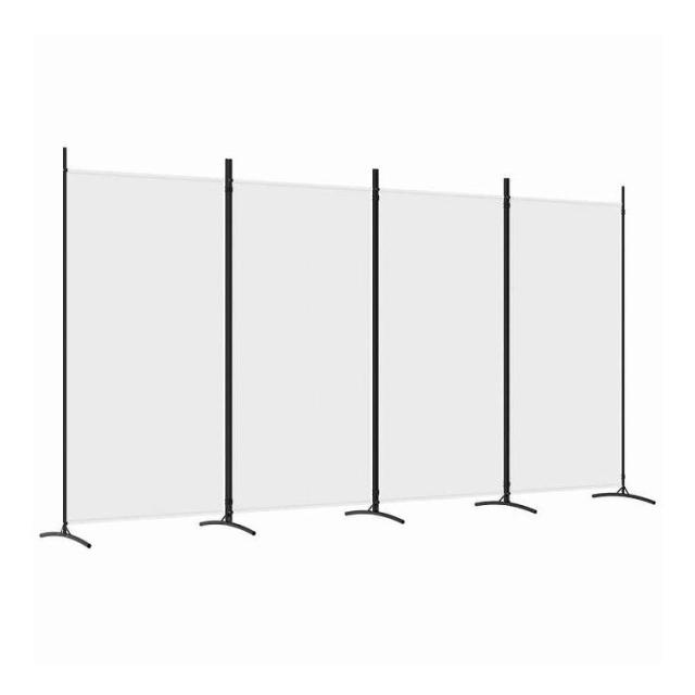 vidaXL 4パネルルームディバイダー ホワイト 346x180 cm ファブリック 家具 間仕切り(代引不可)【送料無料】