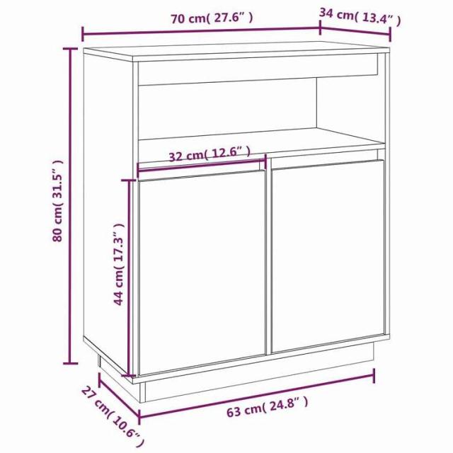 vidaXL サイドボード 70x34x80 cm 無垢材 パイン材 家具 キャビネット&amp;収納 サイドボード(代引不可)【送料無料】_9