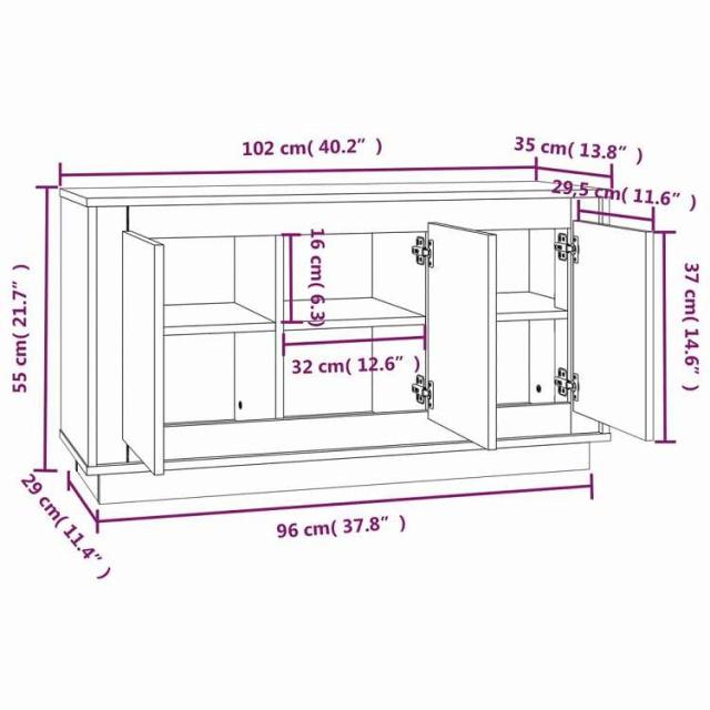 vidaXL サイドボード ソノマオーク 102x35x55 cm エンジニアードウッド 家具 キャビネット&amp;収納 サイドボード(代引不可)【送料無料】_8