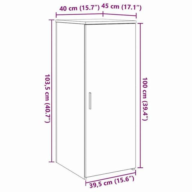 vidaXL 収納キャビネット ホワイト 40x45x103,5 cm エンジニアードウッド 家具 キャビネット&amp;収納 収納キャビネット・ロッカー(代引不可)【送料無料】_10