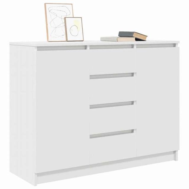 vidaXL 引き出し付きサイドボード ホワイト 100.5x35x76 cm エンジニアードウッド 家具 キャビネット&amp;収納 サイドボード(代引不可)【送料無料】_3