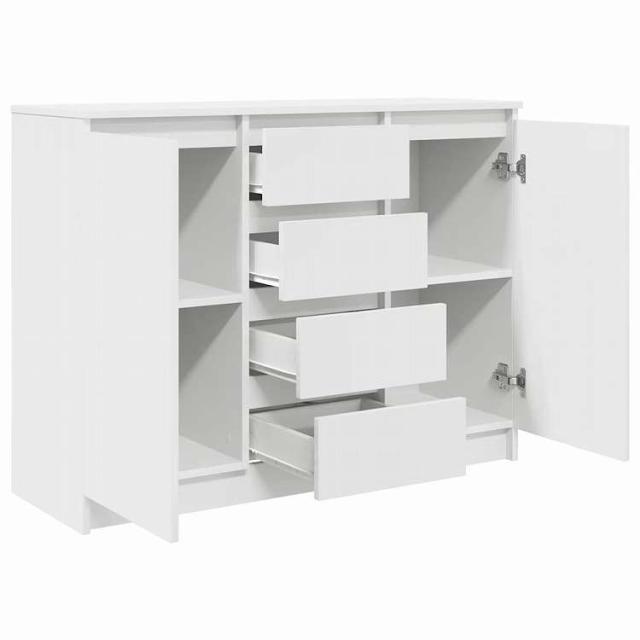 vidaXL 引き出し付きサイドボード ホワイト 100.5x35x76 cm エンジニアードウッド 家具 キャビネット&amp;収納 サイドボード(代引不可)【送料無料】_4