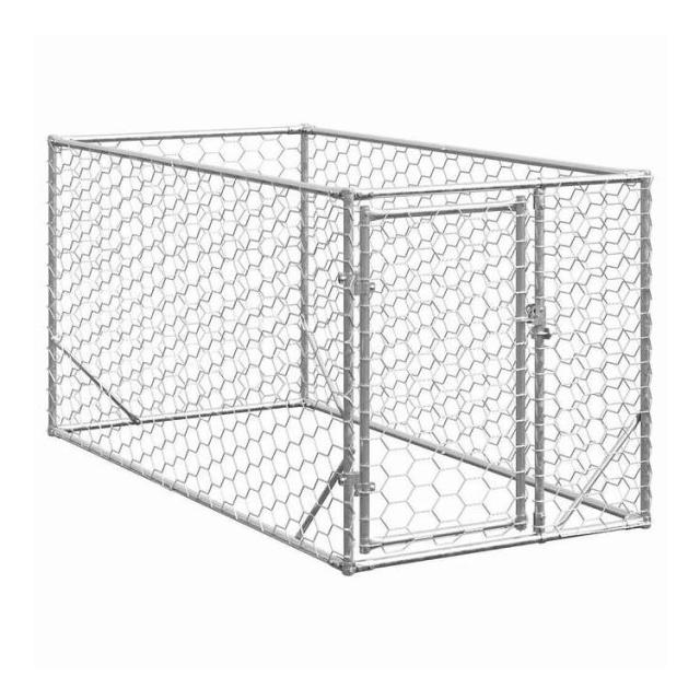 vidaXL 屋外用犬小屋 ドア付き 2x1x1 m 亜鉛メッキ鋼 動物&amp;ペット用品 ペット用品 犬用品 ドッグハウス(代引不可)【送料無料】
