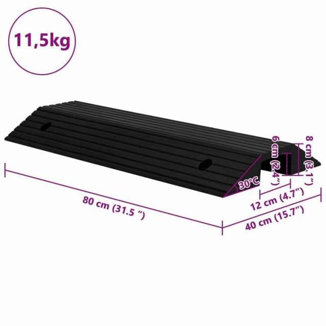vidaXL ブリッジ敷居ランプ 80x40x8 cm ゴム ビジネス&amp;工業用 標識・サイン 道路標識(代引不可)【送料無料】_6