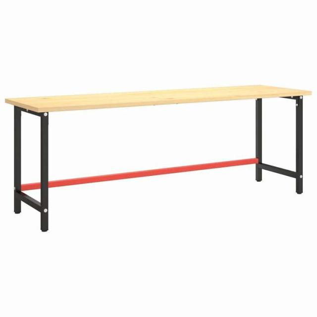 vidaXL ワークベンチフレーム マットブラック&amp;マットレッド 220x57x79 cm メタル 家具 テーブル用品 テーブル脚(代引不可)【送料無料】_1