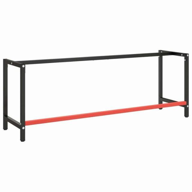 vidaXL ワークベンチフレーム マットブラック&amp;マットレッド 220x57x79 cm メタル 家具 テーブル用品 テーブル脚(代引不可)【送料無料】_2