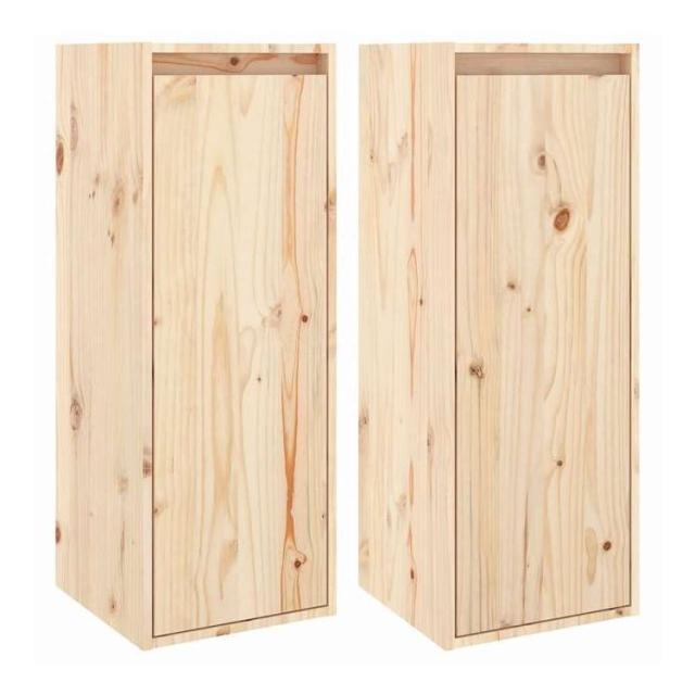 vidaXL ウォールキャビネット 2個 30x30x80 cm 無垢材 パイン材 家具 棚 壁面収納棚・壁面ラック(代引不可)【送料無料】