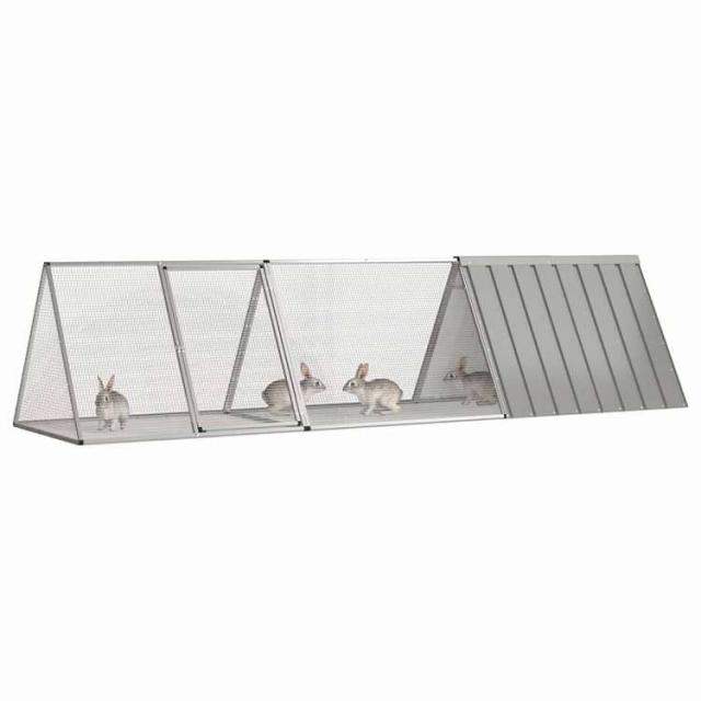 vidaXL ラビットケージ グレー 302.5x80.5x71 cm 亜鉛メッキ鋼 動物&ペット用品 ペット用品 小動物用品 小動物 飼育・ケージ(代引不可)【送料無料】_1