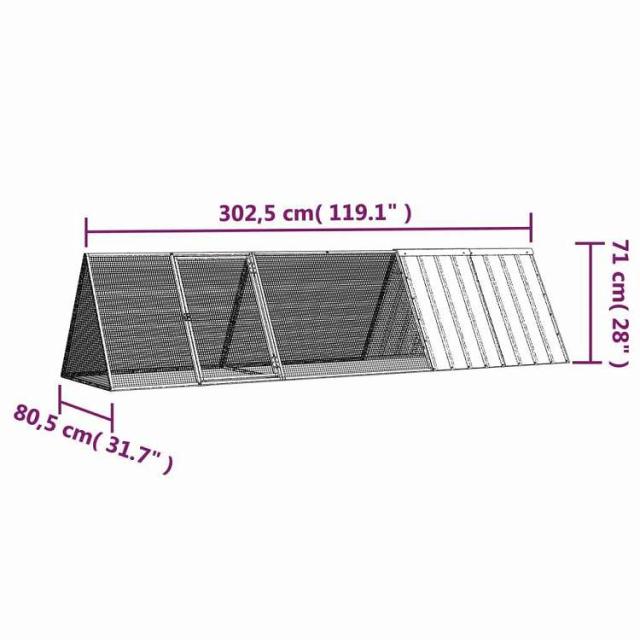 vidaXL ラビットケージ グレー 302.5x80.5x71 cm 亜鉛メッキ鋼 動物&ペット用品 ペット用品 小動物用品 小動物 飼育・ケージ(代引不可)【送料無料】_5