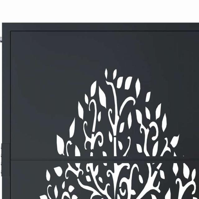 vidaXL ガーデンゲート アンスラサイト 100x175 cm スチールツリーデザイン ハードウェア フェンス&バリア ゲート(代引不可)【送料無料】_5