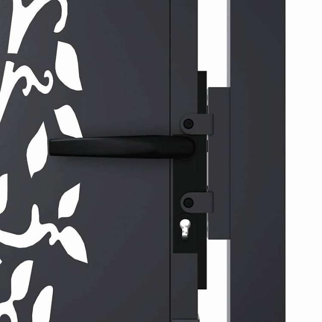 vidaXL ガーデンゲート アンスラサイト 100x175 cm スチールツリーデザイン ハードウェア フェンス&バリア ゲート(代引不可)【送料無料】_6