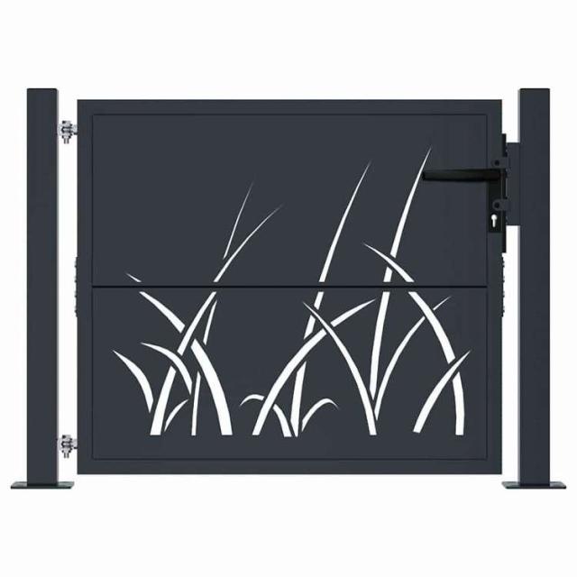 vidaXL ガーデンゲート アンスラサイト 100x75 cm スチール グラスデザイン ハードウェア フェンス&バリア ゲート(代引不可)【送料無料】_2