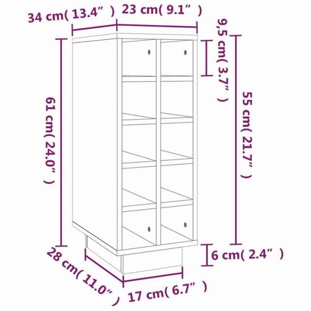 vidaXL ワインキャビネット 23x34x61 cm 無垢材 パイン材 家具 キャビネット&amp;収納 ワインラック(代引不可)【送料無料】_7