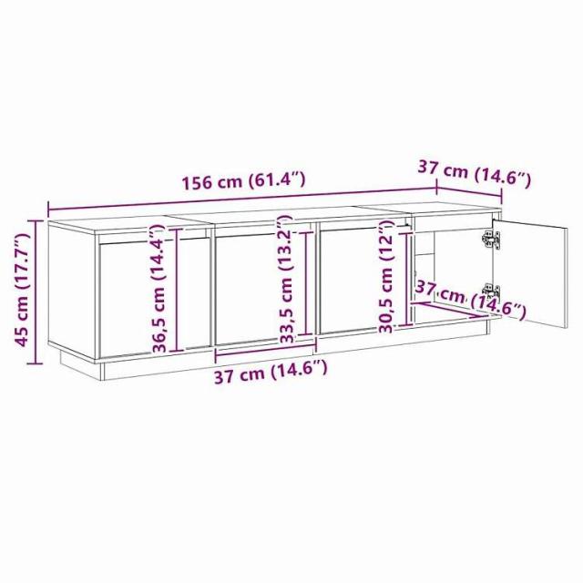 vidaXL テレビキャビネット 156x37x45 cm 無垢材 パイン材 家具 AVラック・テレビ台(代引不可)【送料無料】_9