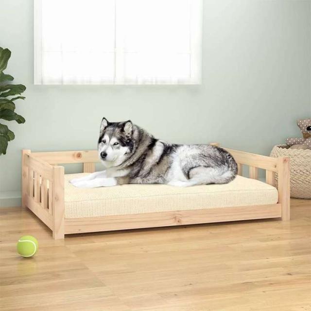 vidaXL 犬用ベッド 105.5x75.5x28 cm 無垢材 パイン材 動物&amp;ペット用品 ペット用品 犬用品 犬用ベッド(代引不可)【送料無料】_1