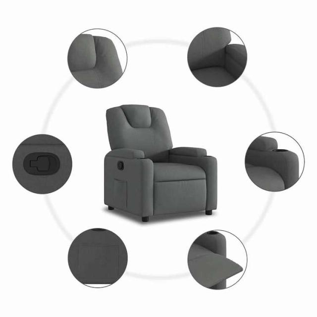 vidaXL リクライニングチェア ダークグレーファブリック 家具 チェア アームチェア・リクライニングチェア・スリーピングチェア(代引不可)【送料無料】_6