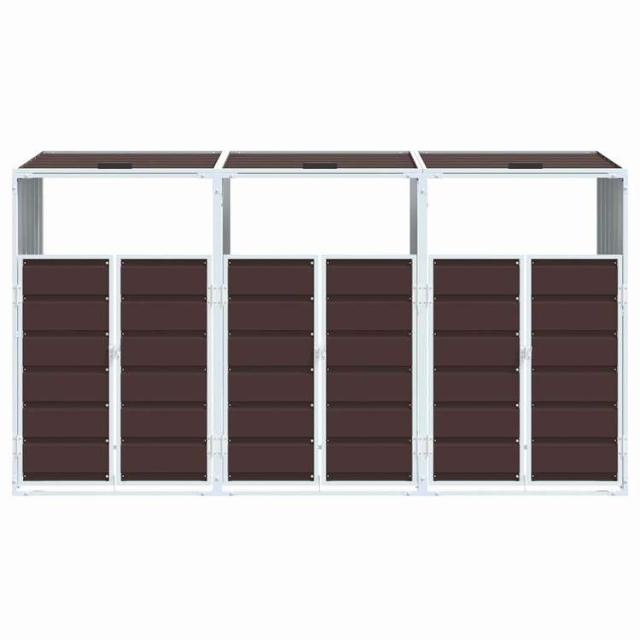 vidaXL キャスター付きゴミ箱収納 トリプルビン用 ブラウン 216x81x115 cm スチール ホーム&ガーデン 家事用品 廃棄物処理用品 ごみ箱・廃棄物コンテナ用囲い(代引不可)【送料無料】_4